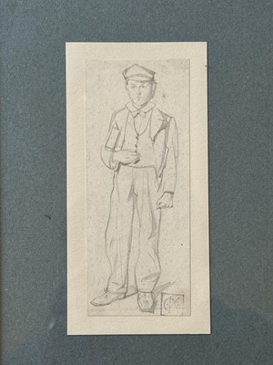 Lot 1539 - Charles Samuel Keene (1823-1891) pencil sketch of a young man, monogrammed, in glazed gilt frame