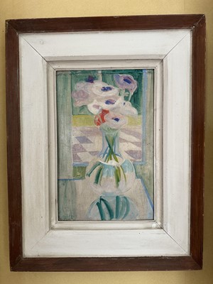 Lot 1541 - *Margaret Mellis (1914-2009) oil on board - Still Life Anemones, signed, in painted frame Provenance: The Simon Carter Gallery, Woodbridge, 17th September 1988