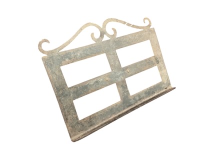 Lot 1614 - Antique metal adjustable music stand, on tripod base