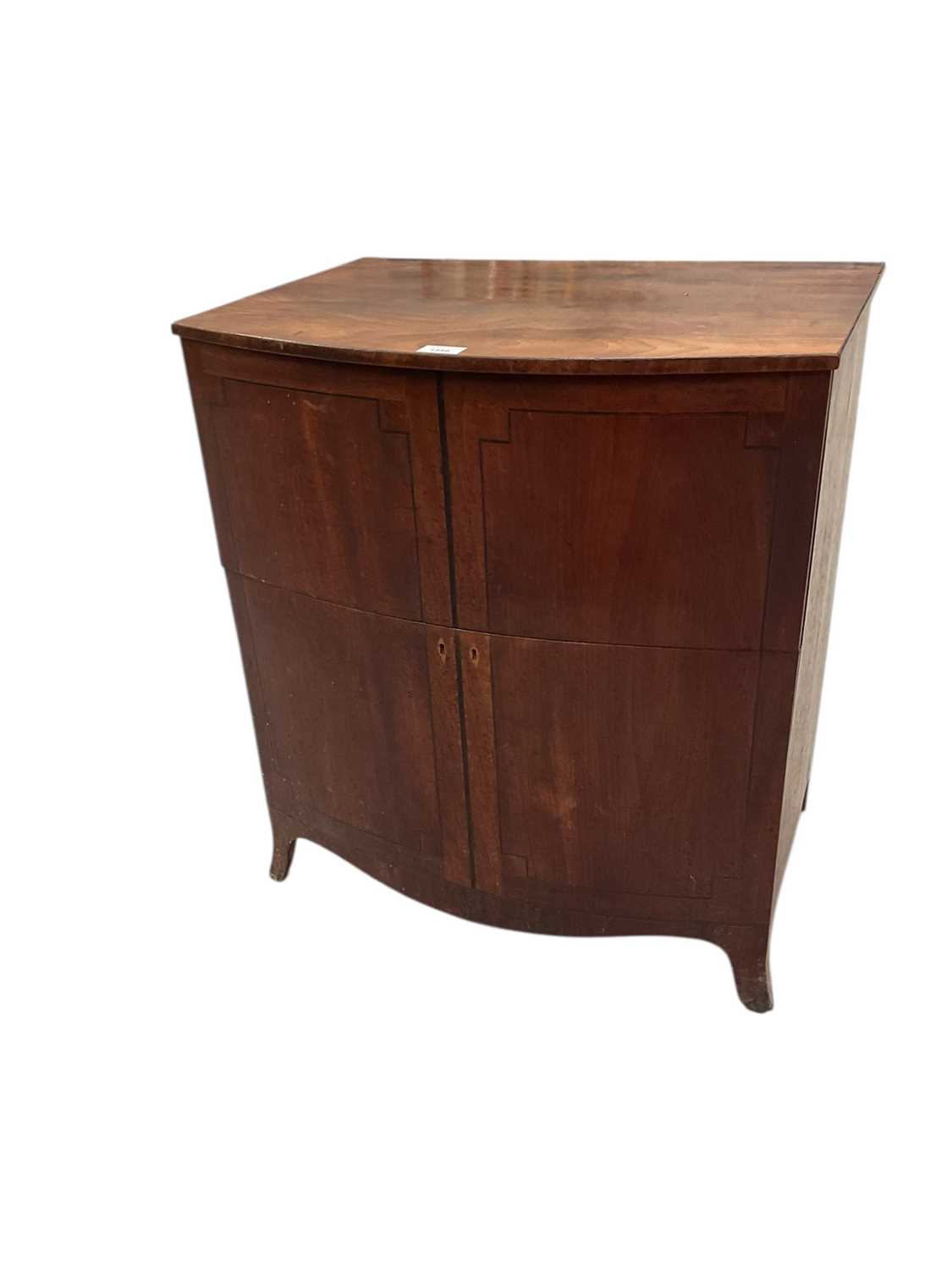 Lot 1559 - George III mahogany bow front commode chest, on bracket feet