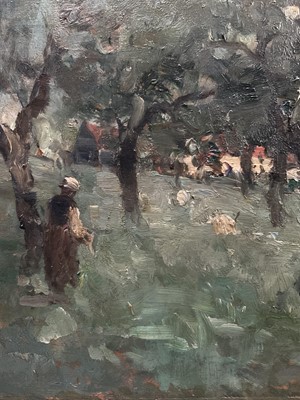 Lot 1561 - George A. Boyle (1842-1930) oil on panel - figure in an orchard, inscribed verso, 32cm x 43cm, in gilt frame
