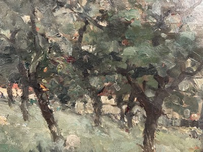 Lot 1561 - George A. Boyle (1842-1930) oil on panel - figure in an orchard, inscribed verso, 32cm x 43cm, in gilt frame