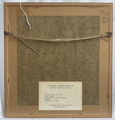 Lot 1565 - William Senior watercolour - Still Life with Wine Glass, signed, in glazed frame