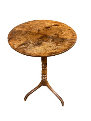 Lot 1566 - Early 19th century fruitwood wine table with circular top, turned column and three splayed legs