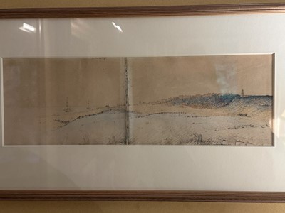 Lot 1570 - Group of early 19th century Suffolk School pencil and wash sketches depicting Southwold and Lowestoft, in glazed frames