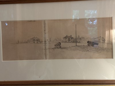 Lot 1570 - Group of early 19th century Suffolk School pencil and wash sketches depicting Southwold and Lowestoft, in glazed frames