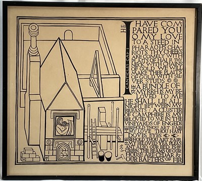 Lot 58 - Andrew Anderson (1948-2024) linocut print, 45cm x 50cm, in glazed frame.