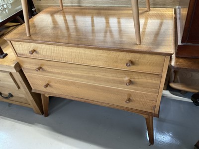 Lot 5206 - Vintage Frederick Restall chest of three long drawers on splayed supports, 85cm wide x 46cm deep x 75cm high