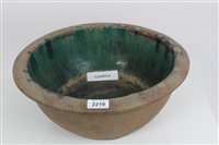 Lot 2216 - Group of antique Chinese green glazed pottery...