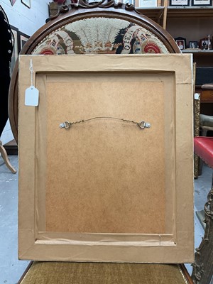 Lot 1554 - Early 20th century, oil on board - profile portrait of a lady before a distant landscape, 39cm x 31cm, framed