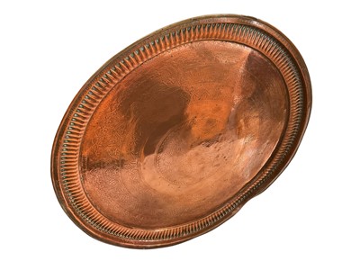 Lot 5245 - Very large eastern tooled copper tray, 88cm diameter