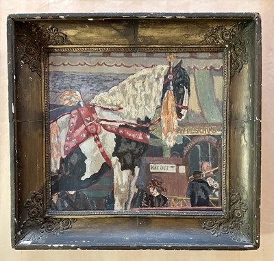 Lot 1653 - Circle of Laura Knight, early 20th century, oil on canvas - The Circus Horse, 43.5cm x 47cm, in gilt frame