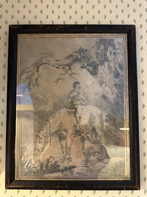 Lot 1666 - George Morland, pair of antique mezzotints, Country Figures, 51cm x 39cm, in glazed ebonised frames