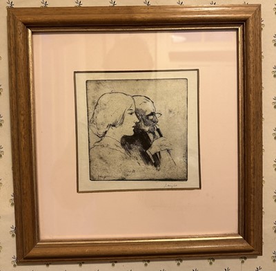 Lot 1667 - John Wright (1857-1933) signed etching - Oboe Player, 14.5cm x 15cm, in glazed frame