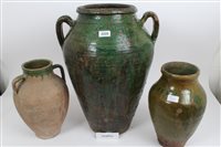 Lot 2220 - Collection of six antique Turkish pottery...
