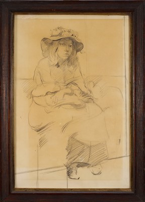 Lot 1675 - English School, late 19th / early 20th century pencil drawing of a young lady, indistinctly monogrammed, 44cm x 30cm, in glazed frame