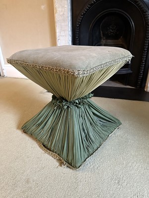 Lot 1677 - Late 19th century dressing stool of inverted square form with pleated upholstery, 41cm x 44cm x 44cm high