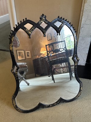 Lot 1682 - 19th century, or earlier, chinoiserie dressing table mirror in the Strawberry Hill Gothic style, 67cm high x 55cm wide