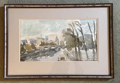 Lot 1686 - *Earl Haig (1918-2009) watercolour - River View, signed, 24cm x 44cm, in glazed frame