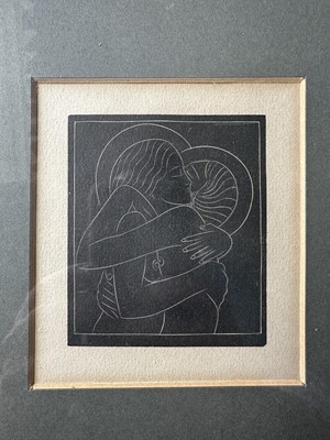 Lot 1699 - Eric Gill (1882-1940) wood engraving - 'Divine Lovers I', 11.5cm x 10cm, in glazed frame
