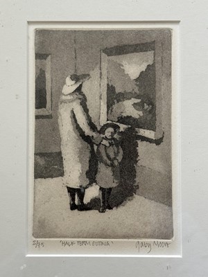 Lot 1700 - Gaby Moore, contemporary, signed limited edition etching - 'Half Term Outing', 17cm x 11.5cm, in glazed frame