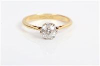 Lot 3480 - Diamond single stone ring, the old cut diamond...