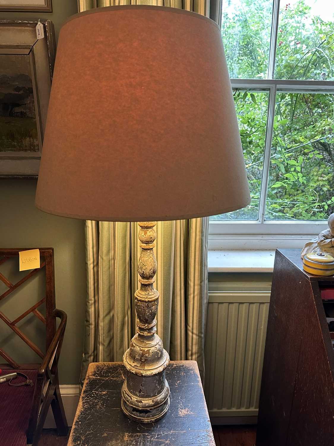 Lot 1636 - Antique silvered table lamp, 57cm high