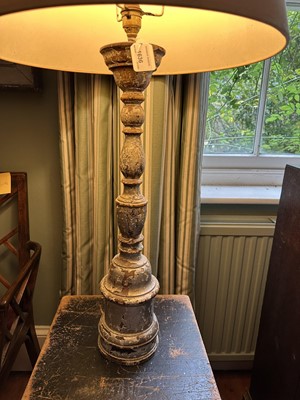 Lot 1636 - Antique silvered table lamp, 57cm high