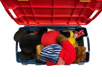 Lot 1743 - Various size including large Disney soft toys, Mickey Mouse, Minnie Mouse, Winnie the Pooh, Rescue Rangers Chip and Dale, Original Lilo & Stitch Disney Store 32cms, Chicken Run Fletcher et...