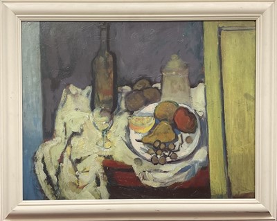 Lot 1710 - *William Senior (1927-2007) oil on board - Still Life with Fruit, 49cm x 64cm, in painted frame