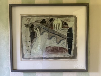 Lot 1713 - *Emma McClure (b.1962) oil on paper - Fallen Angel, 1987, signed, titled and dated, 40cm x 51cm, in glazed frame