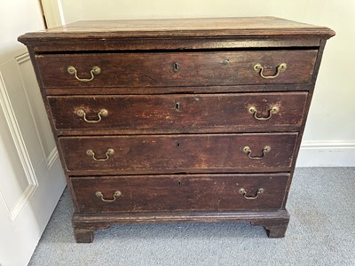Lot 1715 - 19th century stained pine country chest of four long graduated drawers, 86cm wide x 48cm deep