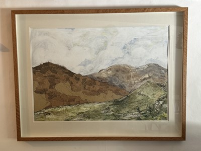 Lot 1720 - Orlando Weeks, contemporary, ink, gouache and collage on paper - Landscape, in glazed frame