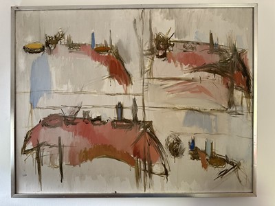 Lot 1728 - Claire Baines, contemporary, oil on canvas - 'Divided Still Life', inscribed verso, 70cm x 91cm, framed