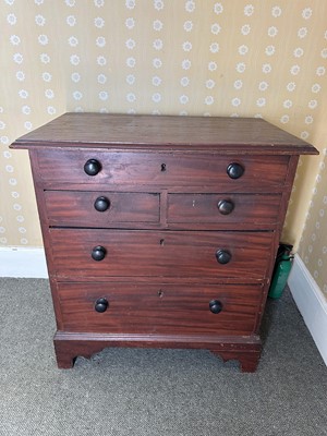 Lot 1730 - Victorian painted simulated rosewood chest with an arrangement of five drawers, on bracket feet, 68cm x 43cm
