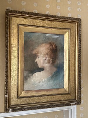 Lot 1738 - A. E. Wilmot, late Victorian pastel - portrait of a lady, signed and dated 1890, 40.5cm x 30cm, in glazed gilt frame