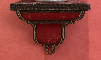 Lot 1760 - Set of four antique wall brackets, silk covered with braid borders