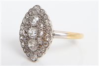 Lot 3491 - Edwardian diamond ring, the marquise-shape...