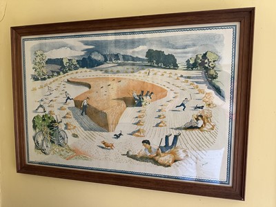 Lot 1791 - *John Northcote Nash (1893-1977) Schools print - "Harvesting", 51cm x 77.5cm, in glazed frame