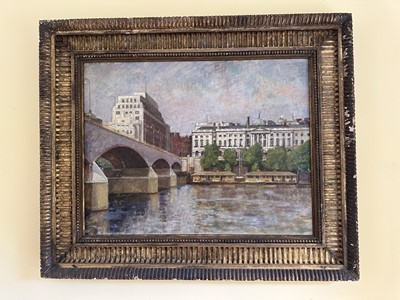 Lot 1795 - Sir Richard Lodowick Edward Montague Rees Bt. (1900-1970) oil on canvas - Somerset House, in gilt frame