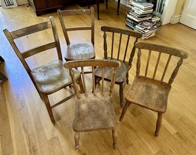 Lot 1807 - Group of five antique child's chairs