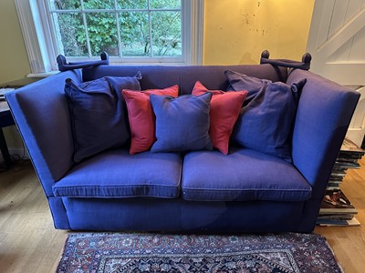 Lot 1817 - Traditional Knowle sofa upholstered in blue fabric