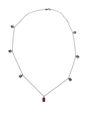 Lot 196 - 14ct white gold seven stone multi-coloured sapphire necklace