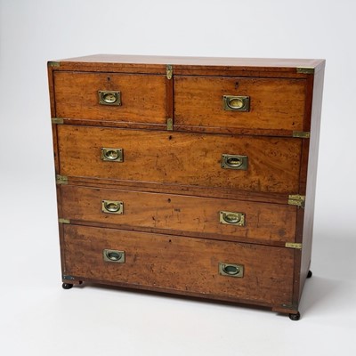Lot 1380 - 19th century teak campaign chest