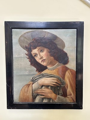 Lot 1825 - After Sandro Botticelli, late 19th / early 20th century oil on canvas - Renaissance Portrait, 36cm x 30.5cm, framed