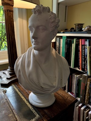 Lot 1829 - Classical plaster bust, Lord Byron, 52cm high