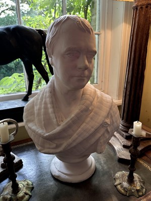 Lot 1830 - Classical plaster bust, Sir Walter Scott, 53cm high