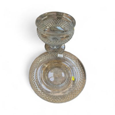 Lot 5119 - Good quality late Victorian cut glass table centre/pedestal bowl and matching dish (2)