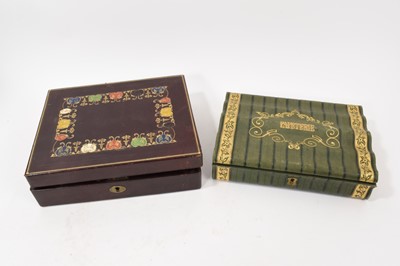 Lot 915 - Two good quality mid 19th century tooled leather writing boxes with original fitted interiors (2)