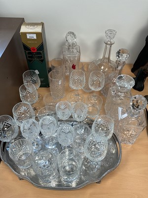 Lot 5320 - Bottle of Moët & Chandon 1992 champagne, together with a group of glassware and silver plated tray